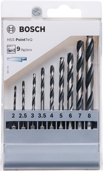 9-piece HSS PointTeQ Hex Drill Bit set 2 – 8 mm